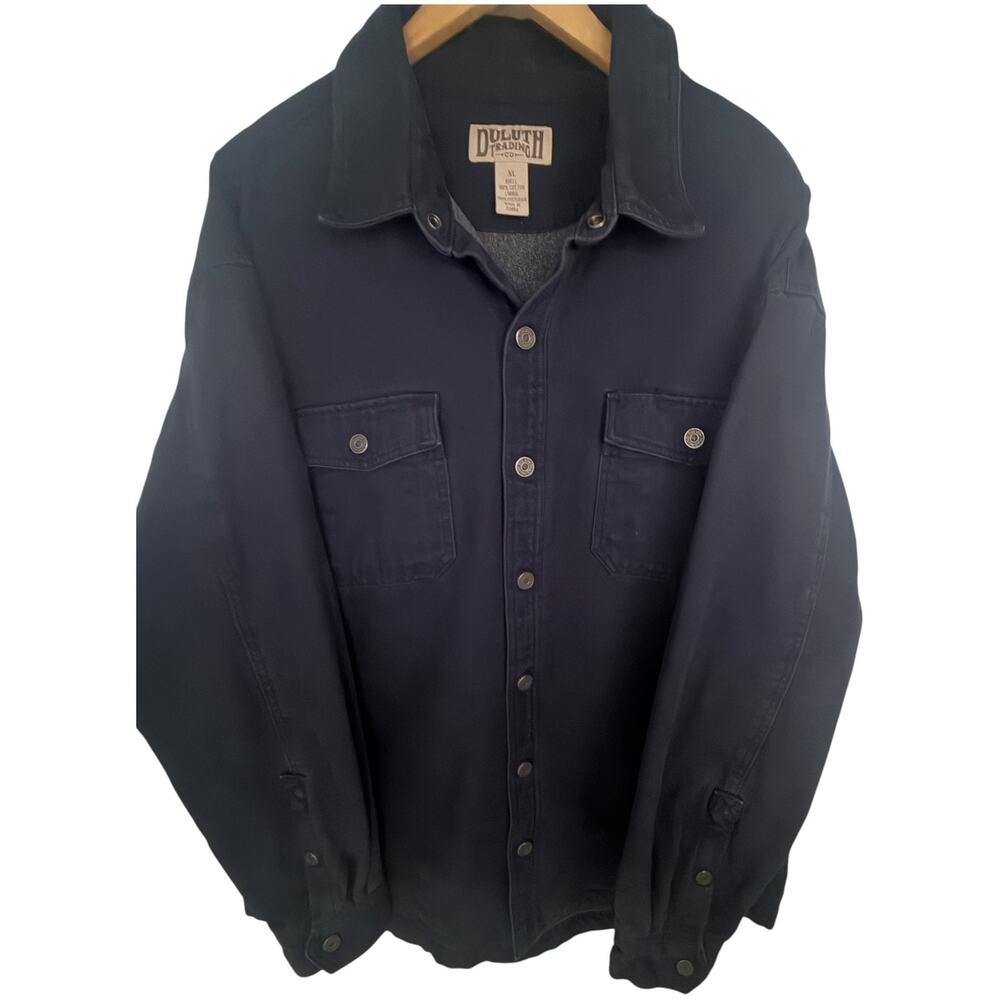 Duluth Trading Lined Shirt Jacket Navy Cotton Workwear Mens XL